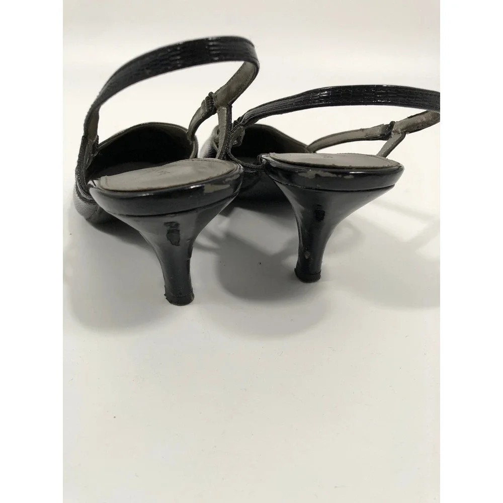 Bandolino Slingback Pointed Toe Kitten Heels Women 7.5 Black 90s Minimalist Chic